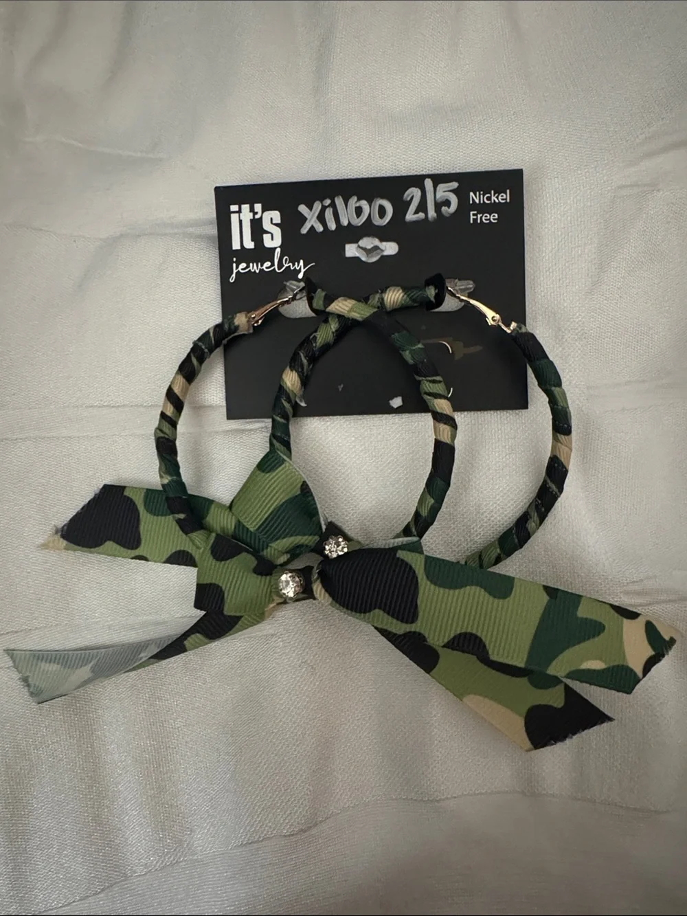 It's Jewelry Camouflage Bow Hoop Earrings - Green